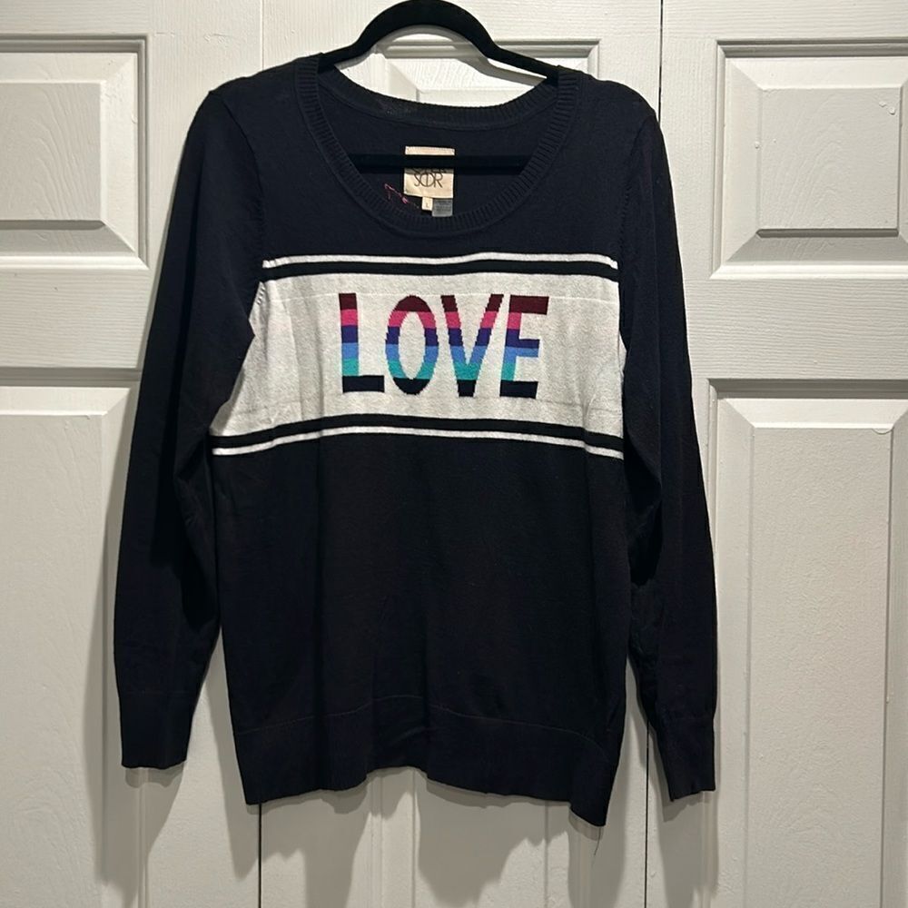 Chaser Love & Peace (on the back) Sweater, Size Large